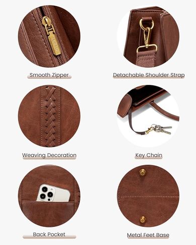 LOVEVOOK Laptop Tote Bag for Women, Vintage Leather Work Bags 15.6 inch Computer Bag, Waterproof Laptop Bag Business Briefcase Office Handbag Purse, Dark Brown in Saudi Arabia