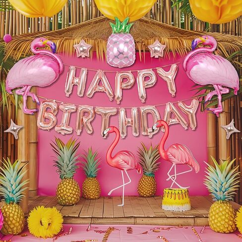 لونا فلامنغو زينة عيد الميلاد، 20 قطعة بالونات عيد ميلاد راية مع بالونات فلامنغو نجمة الأناناس بالونات، هاواي ألوها ديكورات الحفلات بالونات استوائية لمستلزمات ديكورات حفلات لونا in Kuwait