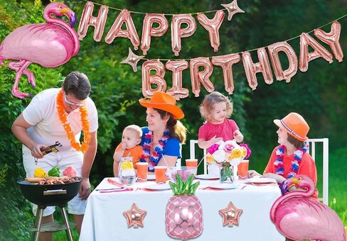 لونا فلامنغو زينة عيد الميلاد، 20 قطعة بالونات عيد ميلاد راية مع بالونات فلامنغو نجمة الأناناس بالونات، هاواي ألوها ديكورات الحفلات بالونات استوائية لمستلزمات ديكورات حفلات لونا in Kuwait