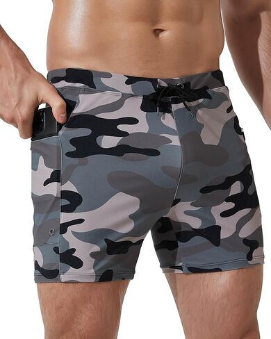 Arcweg Men's Swimwear Swimsuits Boxer Briefs Shorts Quick Dry Bathing Suit with Zipper Pockets Adjustable Drawstring in Kuwait