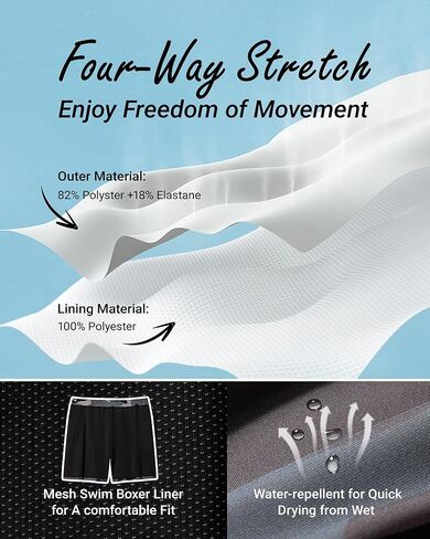 Arcweg Men's Swimwear Swimsuits Boxer Briefs Shorts Quick Dry Bathing Suit with Zipper Pockets Adjustable Drawstring in Kuwait