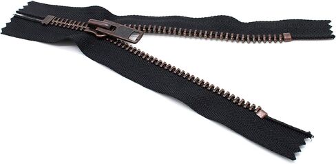 YKK Sale 7" Exposed Zippers YKK #10 Extra Heavy Duty, Antique Copper Finished (Special) Closed Bottom Color 580 Black (1 Pack/Zipper). in Saudi Arabia