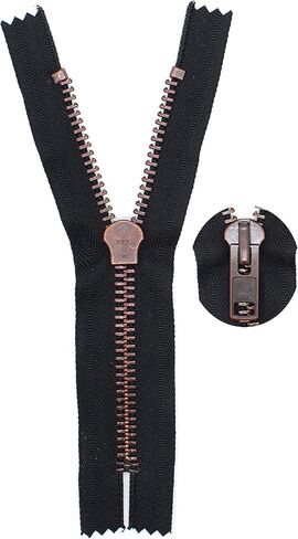 YKK Sale 7" Exposed Zippers YKK #10 Extra Heavy Duty, Antique Copper Finished (Special) Closed Bottom Color 580 Black (1 Pack/Zipper). in Saudi Arabia