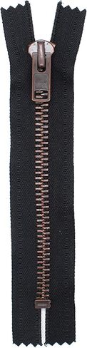YKK Sale 7" Exposed Zippers YKK #10 Extra Heavy Duty, Antique Copper Finished (Special) Closed Bottom Color 580 Black (1 Pack/Zipper). in Saudi Arabia