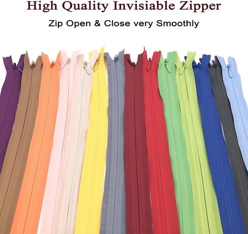 30PCS Nylon Invisible Zipper for Designer/Tailor/Sewer Sewing Craft,Zip Open & Close Very Smoothly-Random Colors(16 inch) in Saudi Arabia