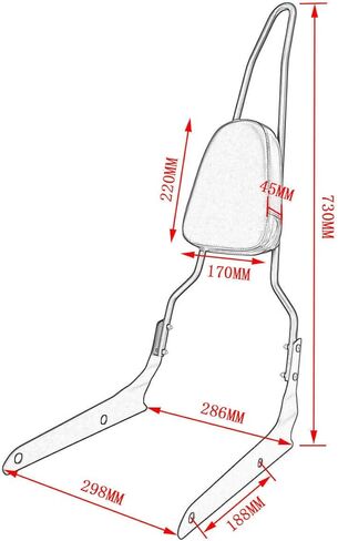 مسند ظهر سيسي بار ذو قيمة عالية مع وسادة مريحة تناسب هوندا VT750 شادو سبيريت 750 VT750C2 2007-2014 فانتوم 750 VT750C2B 2010-2019 (كروم) in Kuwait