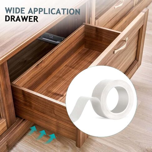 33 Feet Low Friction Tape, 25mm Drawer Slide Tape Abrasion Resistant Drawer Glide Tape, Drag & Noise & Squeak Reduction Ideal for Drawer Cabinet Curtain Furniture in Saudi Arabia