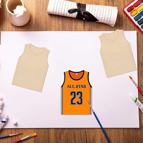 20pcs Jersey Wood DIY Crafts Cutouts Wooden Basketball Jersey Shaped Hanging Ornaments Whit Ropes Gift Tags for DIY Projects Sport Themed Party Home Decoration in Saudi Arabia