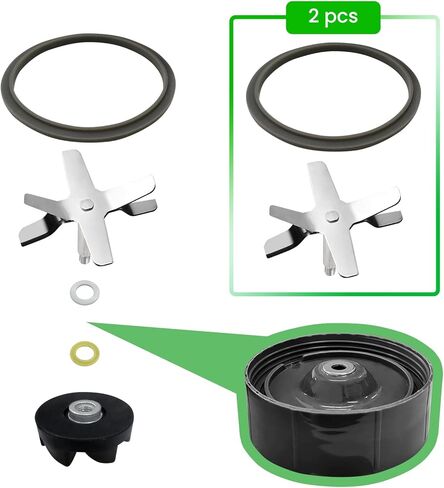 5 قطع غيار من ديلي تريجرز، قطعة واحدة من شفرة استخراج بديلة مع قطعة واحدة من الخلاط 6 شفرات، قطعة واحدة من حشية نوتري وأداة متحركة + فرشاة تنظيف لخلاط نوتري بوليت 600 وات / 900 وات in Kuwait