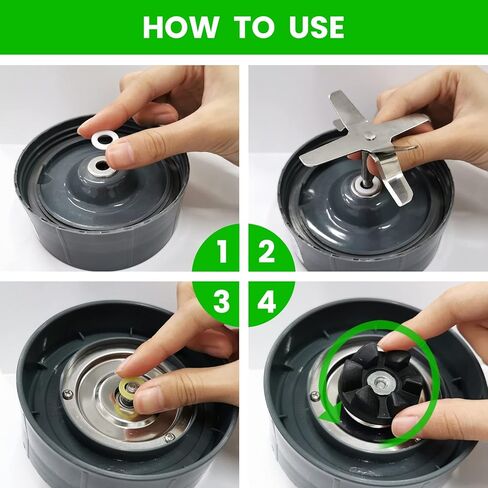 5 قطع غيار من ديلي تريجرز، قطعة واحدة من شفرة استخراج بديلة مع قطعة واحدة من الخلاط 6 شفرات، قطعة واحدة من حشية نوتري وأداة متحركة + فرشاة تنظيف لخلاط نوتري بوليت 600 وات / 900 وات in Kuwait