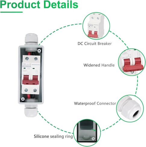 Solar Disconnect Switch for 1-String 500V Solar Panels, PV Miniature Circuit Breaker with PV Connector, IP65 Waterproof housing for DC Systems (C32.2) in Saudi Arabia