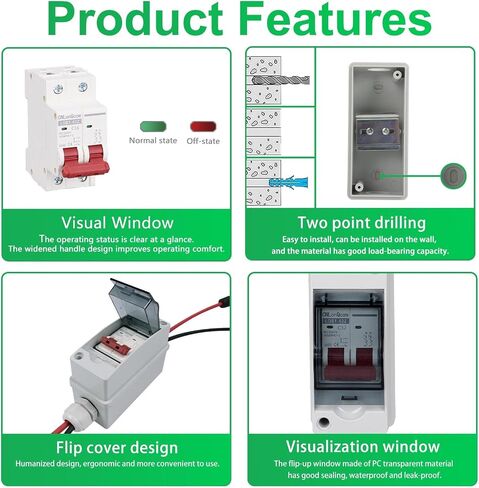 Solar Disconnect Switch for 1-String 500V Solar Panels, PV Miniature Circuit Breaker with PV Connector, IP65 Waterproof housing for DC Systems (C32.2) in Saudi Arabia