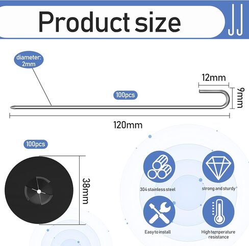 مشابك حماية الألواح الشمسية، مشابك تثبيت لحماية الحيوانات، مجموعة لفة حماية الحيوانات من الألواح الشمسية، مشابك تثبيت من الفولاذ المقاوم للصدأ لسياج الحمام سلك الطيور من الألواح الشمسية (100 عبوة، 25 مم) in Kuwait