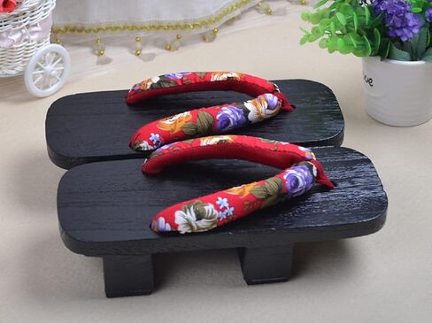 Japanese Clogs Geta Wooden Flip Flops Retro Sandals Slippers Shoes Kimono Cosplay Costume Shoes in Kuwait
