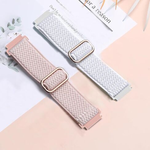 2Pack 18mm Stretchy Nylon Solo Loop Watch Bands Compatible with Garmin Vivoactive 4S/ Venu 2S/ Venu 3S / Vivomove 3S/ Forerunner 265S/255S/255S Music, Elastic Braided Strap for Women Men in Kuwait