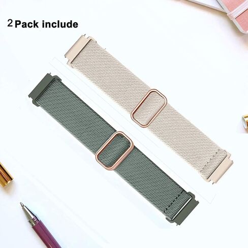 2Pack 18mm Stretchy Nylon Solo Loop Watch Bands Compatible with Garmin Vivoactive 4S/ Venu 2S/ Venu 3S / Vivomove 3S/ Forerunner 265S/255S/255S Music, Elastic Braided Strap for Women Men in Kuwait