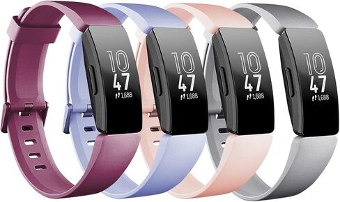 4 عبوات من أساور السيليكون المتوافقة مع سوارين Fitbit Inspire 2 وInspire HR وInspire Bands للنساء والرجال، سوار معصم رياضي بديل لـ Inspire 2 Strap للأطفال Inspire HR متتبع اللياقة البدنية للأولاد والبنات in Kuwait