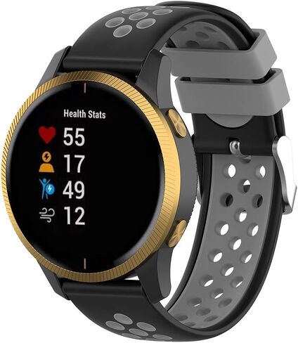 For Garmin Venu Replacement Band, 20mm Dual-Colors Replacement Silicone Wrist Band Strap For Garmin Venu and Garmin Vivoactive 3/3 Music(Silicone Black + Gray) in Saudi Arabia