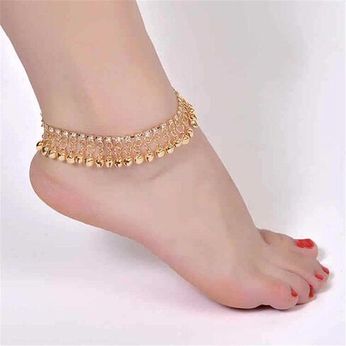 Foot Chain Retro Jewelry Gift Bell Alloy Beach Dance Pendants Tassel for Women,Girls(Gold) in Saudi Arabia