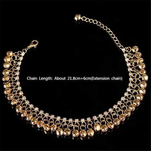 Foot Chain Retro Jewelry Gift Bell Alloy Beach Dance Pendants Tassel for Women,Girls(Gold) in Saudi Arabia