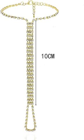 1Pair Bikini Rhinestone Barefoot Sandals Foot Chain Jewelry Wedding Crystal Leg Bracelet Toe Jewelry Summer Beach Rhinestone High Heel Anklet Shoe Chain for Women in Saudi Arabia