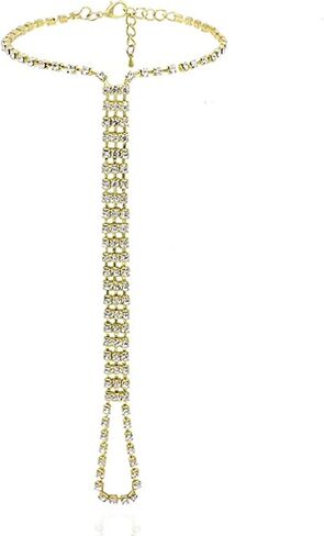 1Pair Bikini Rhinestone Barefoot Sandals Foot Chain Jewelry Wedding Crystal Leg Bracelet Toe Jewelry Summer Beach Rhinestone High Heel Anklet Shoe Chain for Women in Saudi Arabia