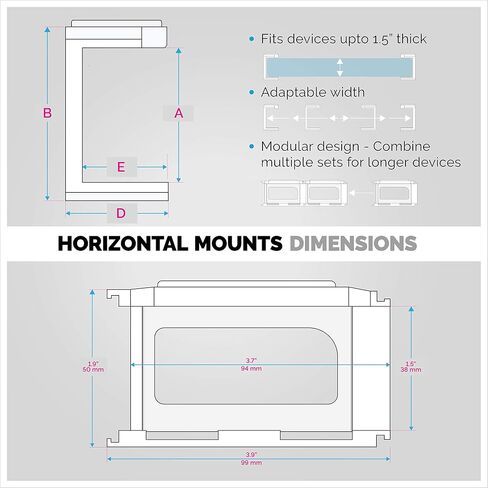 Screwless 1.5" Wide Horizontal Cable Box Mount, Modem, Router, Mesh, Streaming Media Devices & More | Mount Horizontally Any Device Upto 1.5" Wide & 4lb, Strong VHB Adhesive, No Tools by Brainwavz in Saudi Arabia