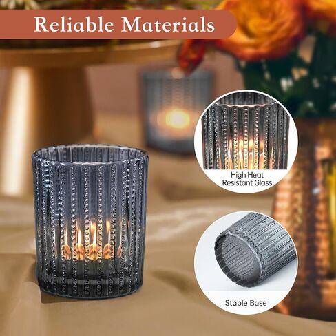 24 Pcs Blue Votive Candle Holders,Tea Lights Candle Holder Glass Bulk for Weddings Centerpiece Decor,Parties & Special Events,Votives Candle Holder with Unique Design in Saudi Arabia