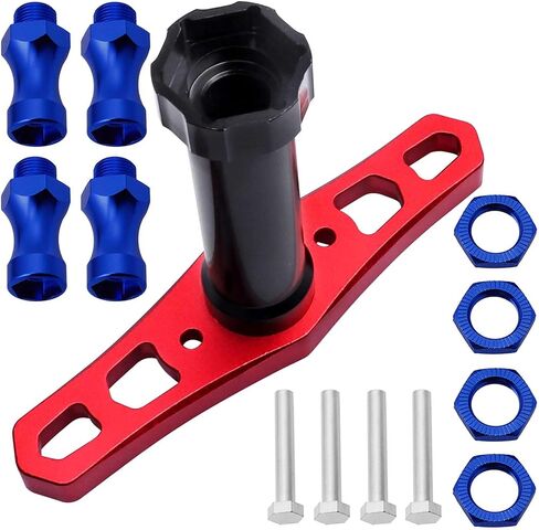 HobbyPark Metal Alumimum 12mm to 17mm Wheel Hex Hub Adapter Extension Conversion w/Wrench for 1/10 RC Cars Monster Trucks Off Road Buggy Upgrade 1/8 Tires (with Navy Blue Adapter) in Saudi Arabia