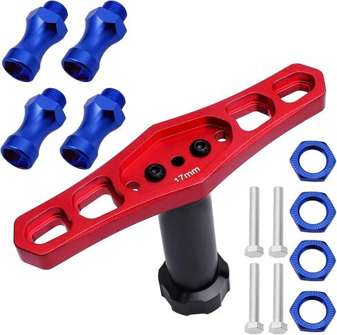 HobbyPark Metal Alumimum 12mm to 17mm Wheel Hex Hub Adapter Extension Conversion w/Wrench for 1/10 RC Cars Monster Trucks Off Road Buggy Upgrade 1/8 Tires (with Navy Blue Adapter) in Saudi Arabia