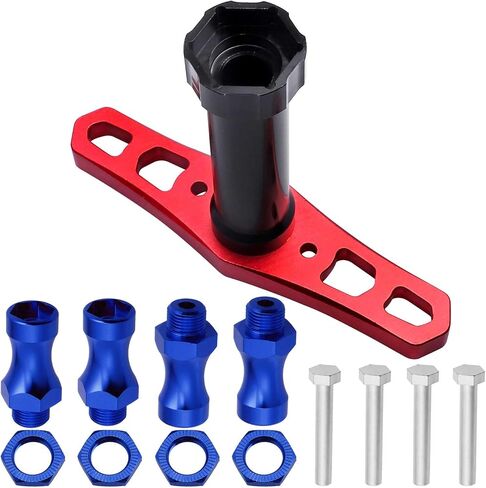 HobbyPark Metal Alumimum 12mm to 17mm Wheel Hex Hub Adapter Extension Conversion w/Wrench for 1/10 RC Cars Monster Trucks Off Road Buggy Upgrade 1/8 Tires (with Navy Blue Adapter) in Saudi Arabia