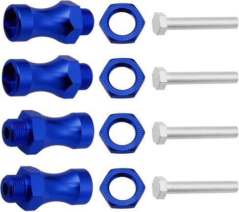HobbyPark Metal Alumimum 12mm to 17mm Wheel Hex Hub Adapter Extension Conversion w/Wrench for 1/10 RC Cars Monster Trucks Off Road Buggy Upgrade 1/8 Tires (with Navy Blue Adapter) in Saudi Arabia
