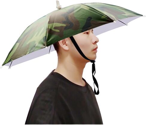 Umbrella Hat, 25 inch Fishing Umbrella Cap Hands Free Umbrella Elastic Folding Compact UV&Rain Protection Headwear in Saudi Arabia