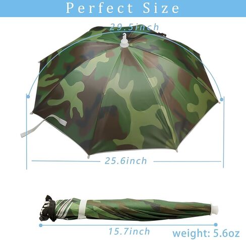 Umbrella Hat, 25 inch Fishing Umbrella Cap Hands Free Umbrella Elastic Folding Compact UV&Rain Protection Headwear in Saudi Arabia