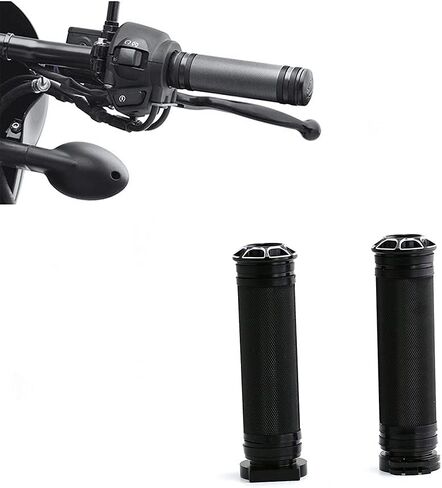 أفضل تصميم مقبض يد للدراجات النارية CNC من سبائك الألومنيوم 22 مم مقبض مقود الدراجة متوافق مع موديلات Harley Street 750 500 (أسود وأبيض) in Kuwait