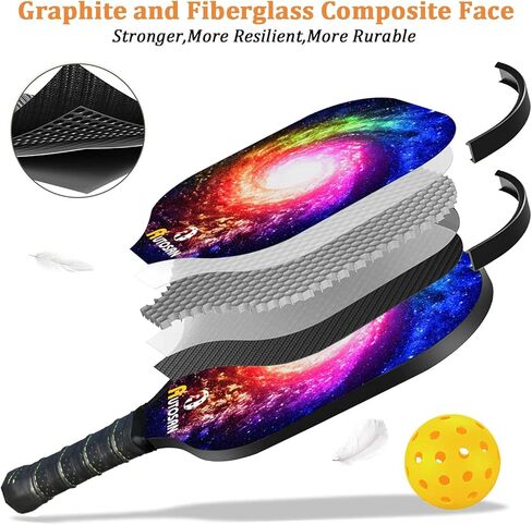Pickleball Paddle الجرافيت والألياف الزجاجية المركبة للوجه والأراميد على شكل قرص العسل، EdgeSentry يحمي مجداف Pickleball مع غطاء، كتاب إلكتروني للقاعدة، خفيف الوزن 7.2-7.5oz، داخلي وخارجي، طفل، رجال ونساء in Kuwait
