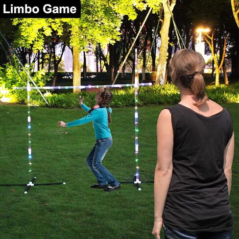 ألعاب الفناء الخارجي من OUTTOY للبالغين والعائلة، مجموعة ألعاب القرص الطائر 2 في 1 Limbo Game مع ضوء، مناسبة للساحات الخلفية والشاطئ والحديقة والحفلات in Kuwait