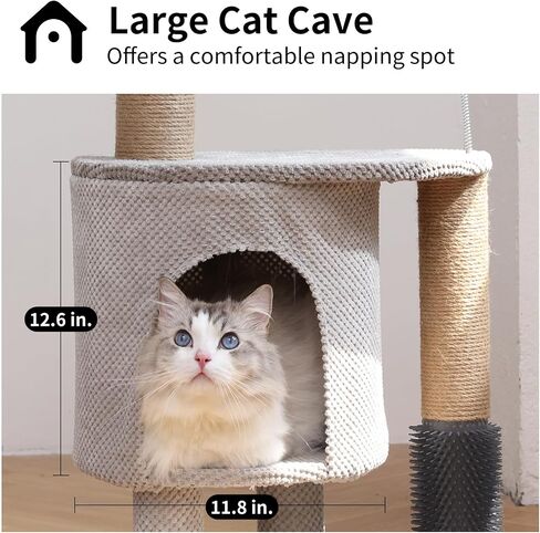 FUKUMARU Cat Scratching Post, 33.5 Inch Cat Tower Tree with Perch, Unique and Cute Small Horse Cat Condo for Indoor Cats, Grey in Saudi Arabia