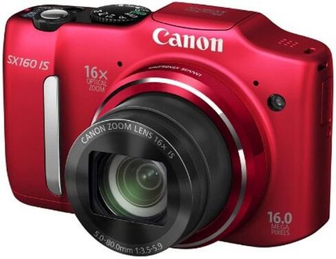 Canon PowerShot SX160 عبارة عن كاميرا رقمية بدقة 16.0 ميجابكسل مع تكبير بصري للصورة بزاوية عريضة 16x وشاشة LCD مقاس 3.0 بوصة (أحمر) (متجدد) in Kuwait