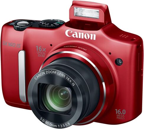 Canon PowerShot SX160 عبارة عن كاميرا رقمية بدقة 16.0 ميجابكسل مع تكبير بصري للصورة بزاوية عريضة 16x وشاشة LCD مقاس 3.0 بوصة (أحمر) (متجدد) in Kuwait