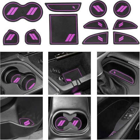 11pcs/Set Custom Compatible for Dodge Challenger 2015 2016 2017 2018 2019 2020 Interior Accessories Cup Door Center Console Liner Insert - Red in Kuwait