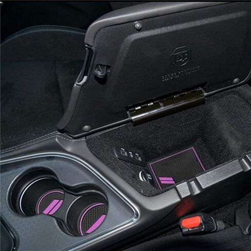 11pcs/Set Custom Compatible for Dodge Challenger 2015 2016 2017 2018 2019 2020 Interior Accessories Cup Door Center Console Liner Insert - Red in Kuwait
