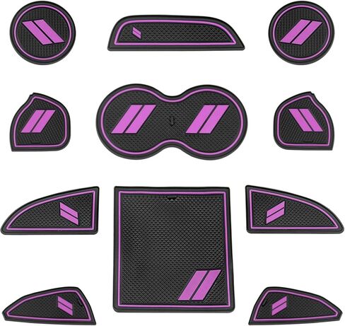 11pcs/Set Custom Compatible for Dodge Challenger 2015 2016 2017 2018 2019 2020 Interior Accessories Cup Door Center Console Liner Insert - Red in Kuwait