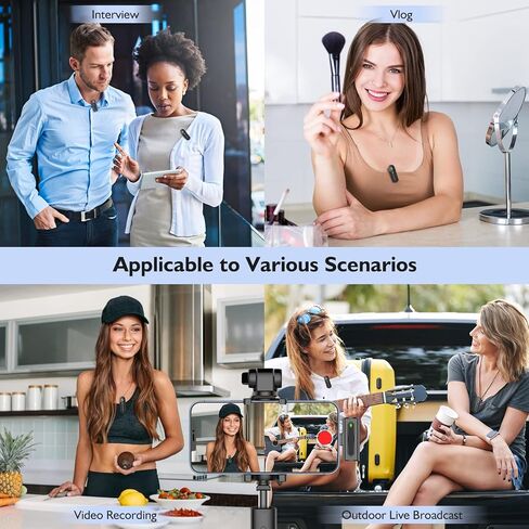 2 ميكروفون لاسلكي Lavalier لجهاز iPhone iPad - Lav Mics طية صدر السترة لتسجيل الفيديو مع علبة البطارية in Kuwait