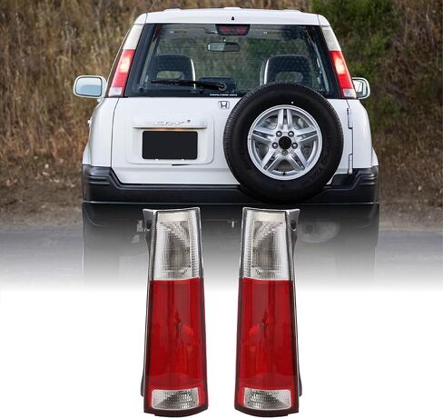 مصابيح خلفية USR DEPO 97-01 CRV - مجموعة مصابيح خلفية بعدسة حمراء/شفافة طراز JDM (يسار + يمين) متوافقة مع الجيل الأول 1997-2001 Honda CR-V in Kuwait