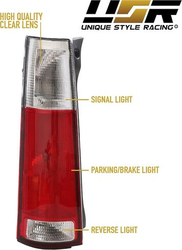 مصابيح خلفية USR DEPO 97-01 CRV - مجموعة مصابيح خلفية بعدسة حمراء/شفافة طراز JDM (يسار + يمين) متوافقة مع الجيل الأول 1997-2001 Honda CR-V in Kuwait