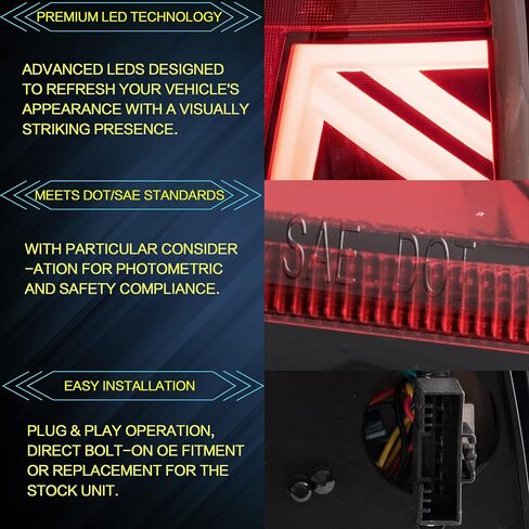 VLAND LED Union Jack Tail lights Fit for Mini Cooper R56 R57 R58 R59 2007-2013 W/Sequential Turn Signal, Running Lights With Breath Effect, Reverse Brake LED Rear Lamp Assembly，Red in Saudi Arabia