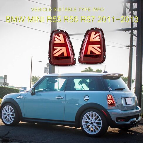VLAND LED Union Jack Tail lights Fit for Mini Cooper R56 R57 R58 R59 2007-2013 W/Sequential Turn Signal, Running Lights With Breath Effect, Reverse Brake LED Rear Lamp Assembly，Red in Saudi Arabia
