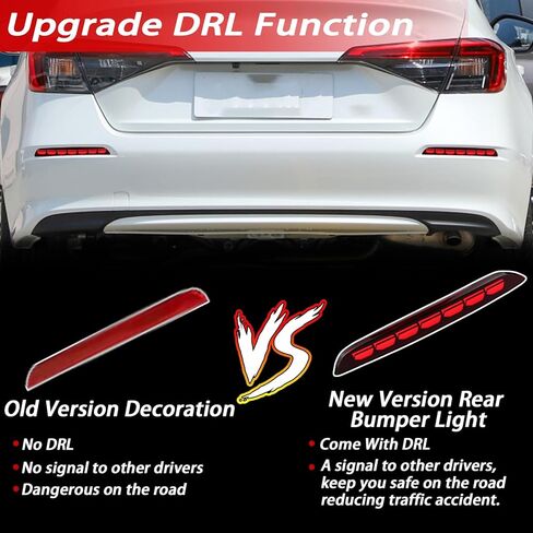 Red Housing Full LED Rear Reflector Fog Lamps for Honda Civic Hatchback 11th 2022-2024 Function as Sequential Turn Signal Lights, Daytime Running Light, Brake Light Kit (Red Style) in Kuwait