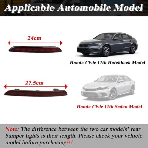 Red Housing Full LED Rear Reflector Fog Lamps for Honda Civic Hatchback 11th 2022-2024 Function as Sequential Turn Signal Lights, Daytime Running Light, Brake Light Kit (Red Style) in Kuwait